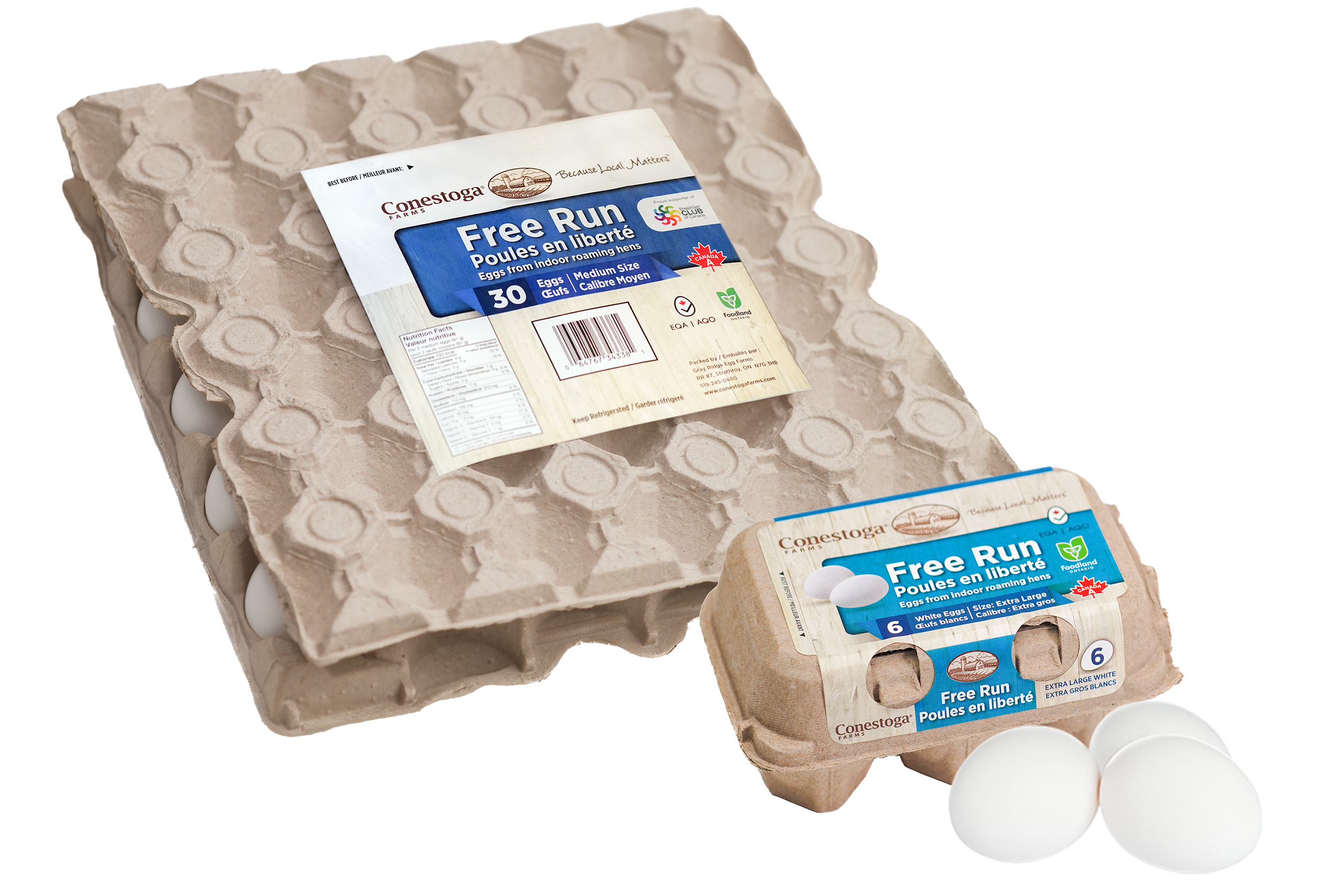 Conestoga Farms Free Run Eggs - 6 & 30 W Eggs