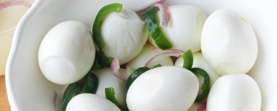 Spicy Fermented Jalapeno and Red Onion Eggs