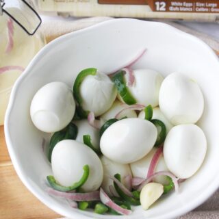 Spicy Fermented Jalapeno and Red Onion Eggs